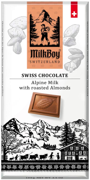 Milkboy Swiss Almond Chocolate Bars